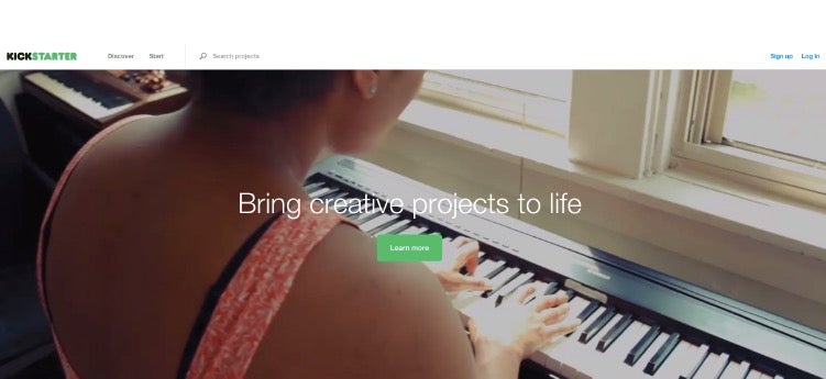 Im Unterschied zu Seedmatch setzt dessen US-Konkurrent Kickstarter auf Künstler-Projekte – und auf einen Finanzierungsansatz, der die Förderer nicht konkret beteiligt. (Screenshot: kichstarter.com)