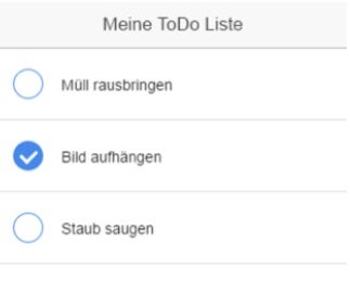 Per ngrepeat werden die To-dos mit ihrem Status angezeigt. (Screenshot: ngCordova)