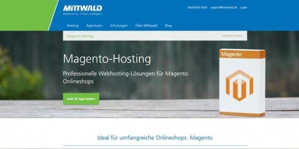 Mittwald bietet für sein Magento-Hosting interessante Zusatzleistungen wie etwa eine für den deutschen Markt vorkonfigurierte Version und Expertenschulungen.