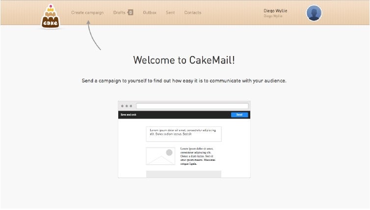 Das Newsletter-Tool CakeMail präsentiert sich als eine minimalistische Alternative für den Otto-Normal-Anwender. (Screenshot: CakeMail)