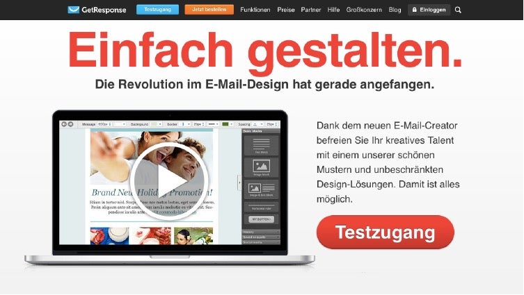 Mit GetResponse kann man nicht nur professionelle Newsletter und Anmeldeformulare erstellen, sondern auch Landingpages. (Screenshot: GetResponse)