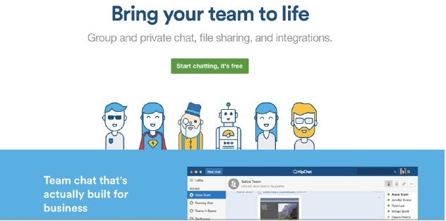 Die Inhouse-Variante des Chat-Dienstes HipChat bietet die gleiche Funktionsvielfalt wie seine Cloud-Version. Selbst die Desktop- und Mobile-Apps lassen sich dabei nutzen. (Screenshot: hipchat.com)