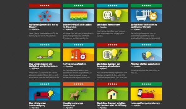 Die PipesBox bietet zur Steuerung von Geräten für viele Szenarien die passende App, hier Pipe genannt, an. Weitere Pipes lassen sich in Java selbst programmieren.