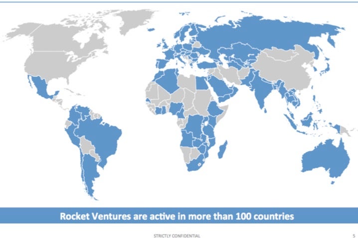 In einer versehentlich öffentlich gewordenen Präsentation aus dem Jahr 2014 dokumentiert Rocket Internet seine globalen Ansprüche. Wachstum steht für die Startups aus dem Sammler-Porftolio an erster Stelle. (Screenshot: Rocket Internet)