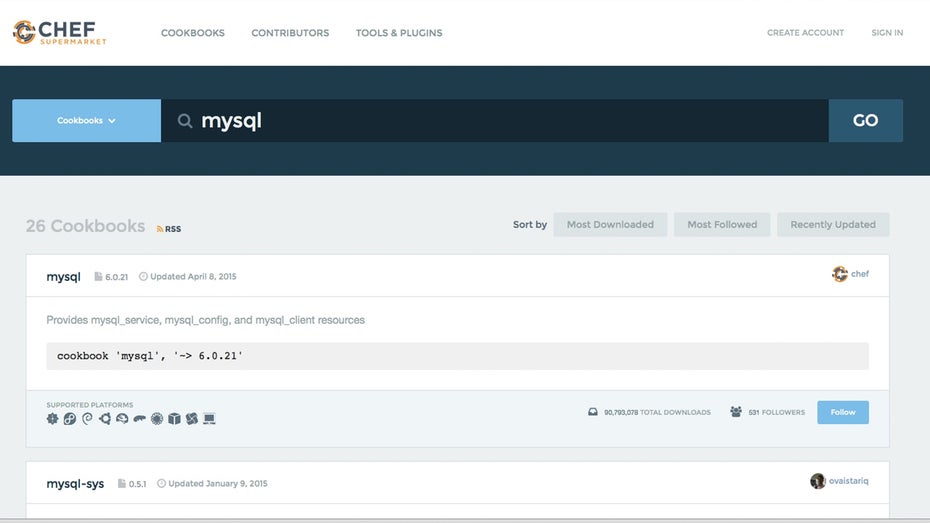 Im „Chef Supermarket“ finden Chef-User unzählige Konfigurationsdateien, „Cookbooks“ genannt, mit denen sie zum Beispiel einen MySQL-Server automatisch installieren und konfigurieren können.