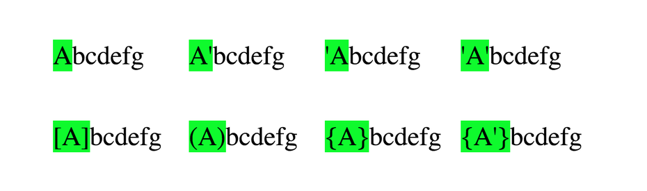 Das ::first-letter Pseudo-Element selektiert, welcher Teil deines Springs als erstes Zeichen gesehen werden sollte.