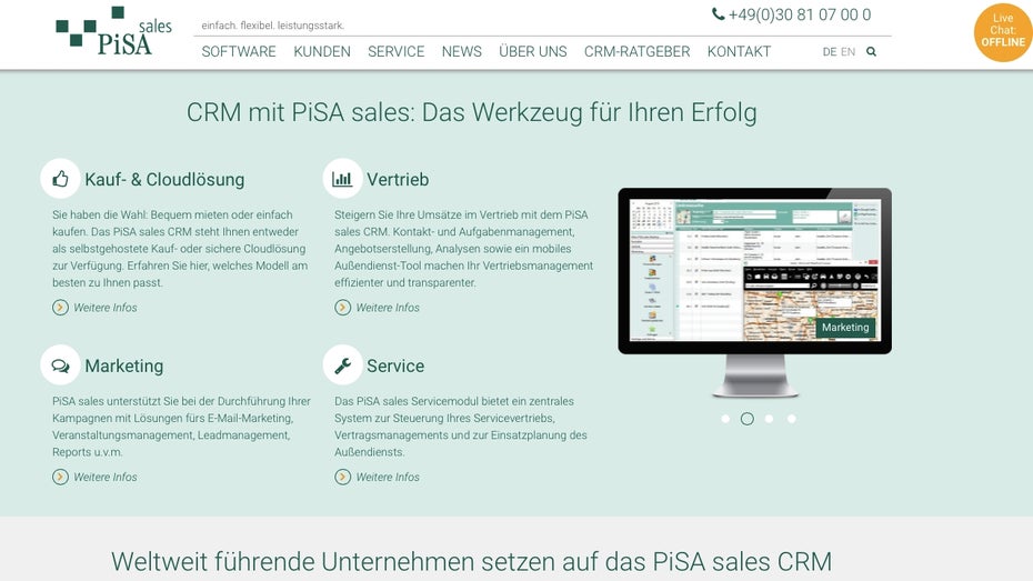 Mit Pisa Sales präsentiert sich ein CRM-System, das in Berlin und inzwischen auch in der Cloud angeboten wird.