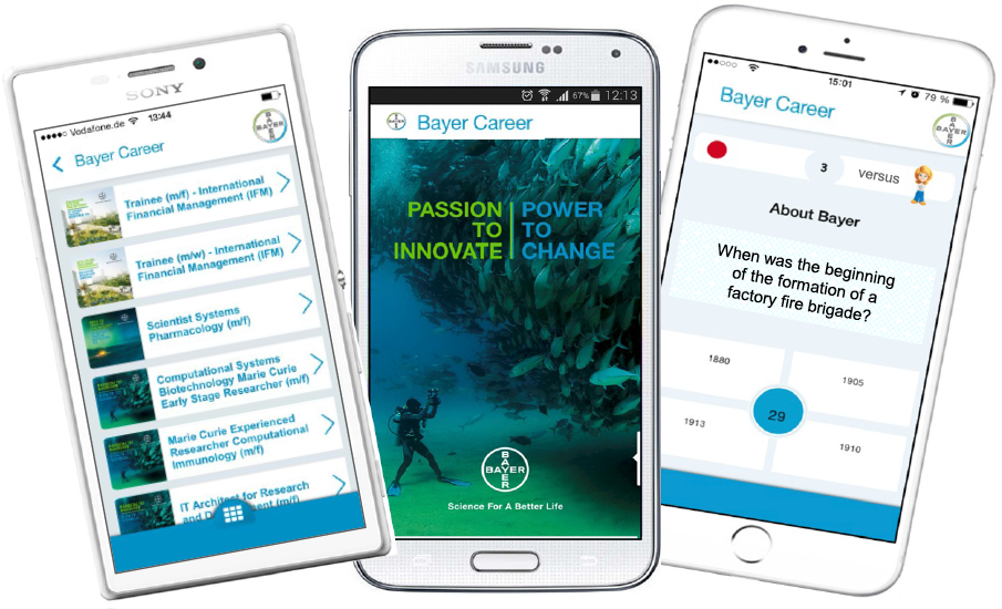 Eigentlich war die Firmen-eigene Bayer-App ja für das Recruiting und die Karriereplanung gedacht. Mittlerweile hat sie sich aber auch zu einer firmeninternen Quiz-App mit rund 54.000 aktiven Nutzern entwickelt.