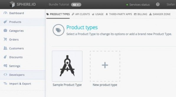 Commercetools bietet bereits vordefinierte Funktionalitäten, wie hier die Möglichkeit, ein Artikel-Set für die Verwendung in der Frontend-Entwicklung anzulegen. Commercetools bietet bereits vordefinierte Funktionalitäten, wie hier die Möglichkeit, ein Artikel-Set für die Verwendung in der Frontend-Entwicklung anzulegen.