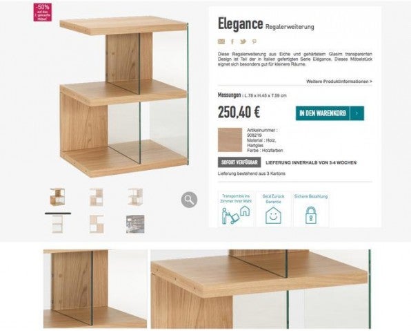 Der Möbel-Shop habitat (http://www.habitat.de) zeigt Produkte aus unterschiedlichen Perspektiven und mit aussagekräftigen Details, damit Kunden zu einer sicheren Entscheidung gelangen können.
