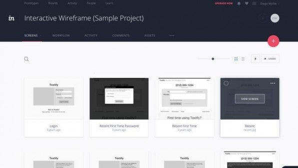 Die Wireframes lassen sich mit Hotspots versehen, so dass klickbare Prototypen schnell erstellt sind. In einer Übersicht finden sich dann alle erstellen Wireframes. Die Wireframes lassen sich mit Hotspots versehen, so dass klickbare Prototypen schnell erstellt sind. In einer Übersicht finden sich dann alle erstellen Wireframes.