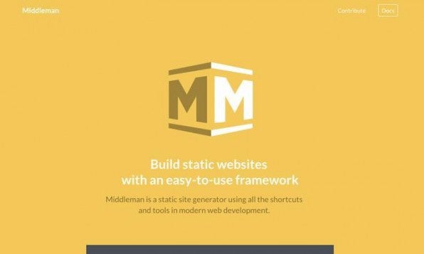 Middleman basiert auf Ruby, unterstützt darüber hinaus auch Markdown oder Jade. Für den Static-Site-Generator gibt es viele Projekt-Vorlagen und Plugins. Middleman basiert auf Ruby, unterstützt darüber hinaus auch Markdown oder Jade. Für den Static-Site-Generator gibt es viele Projekt-Vorlagen und Plugins.
