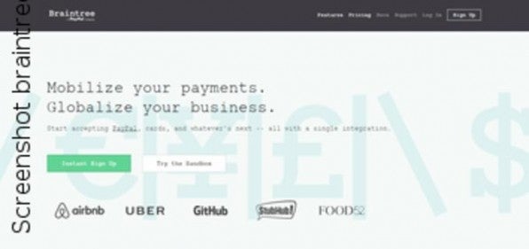 Zu den Kunden des US-amerikanischen Anbieters Braintree gehören Unternehmen wie Uber, AirBnB und GitHub. Zu den Kunden des US-amerikanischen Anbieters Braintree gehören Unternehmen wie Uber, AirBnB und GitHub.