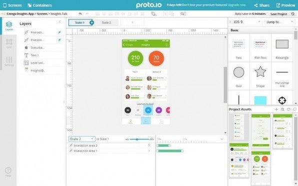 Proto.io ist stark auf Mobile ausgerichtet und nur online verfügbar. Das Tool kann Screens mit mehreren Zuständen versehen und zwischen ihnen wechseln. Proto.io ist stark auf Mobile ausgerichtet und nur online verfügbar. Das Tool kann Screens mit mehreren Zuständen versehen und zwischen ihnen wechseln.