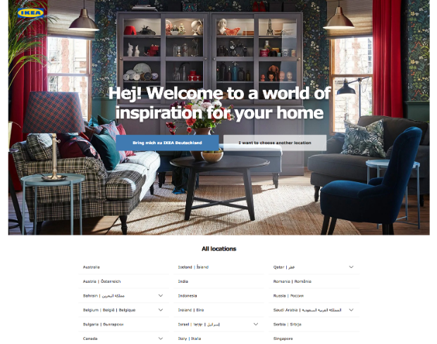 Große Marken wie Ikea bieten unterschiedliche regionale Verkaufs­portale an. Die Geoblocking-Verordnung stellt sicher, dass Kunden auch von Rabatten und Aktionen in anderen Regionen profitieren können. (Screenshot: Ikea)