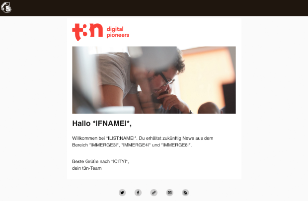 Welches Newsletter-Tool sich lohnt, hängt nicht zuletzt von ­strategischen Entscheidungen ab – wie viel Kundendaten können im Unternehmen zusammengeführt werden? Bei t3n ist unter anderem Mailchimp im Einsatz. (Screenshot: Mailchimp)