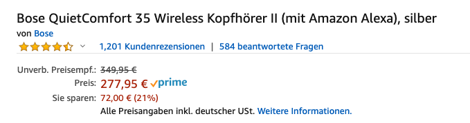 Kundenbewertungen als Beispiel für die Anwendung des ­Social-Proof-Patterns. (Screenshot: Amazon)