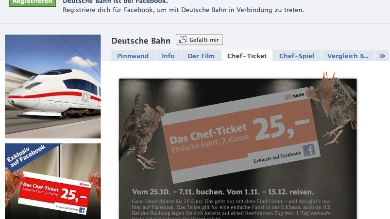 Social Media: Heftige Kritik an Facebook-Aktion „Chefticket“ der Deutschen Bahn Social Media: Heftige Kritik an Facebook-Aktion „Chefticket“ der Deutschen Bahn