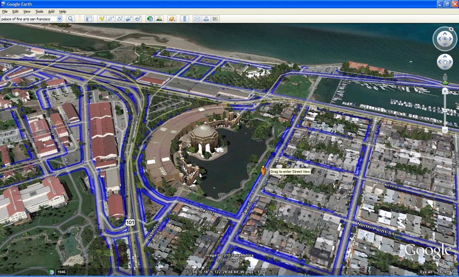 Google Earth 6.0 integriert Street View und 3D Bäume