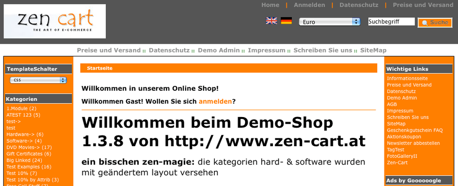 Open Source Shopsystem: Zen Cart