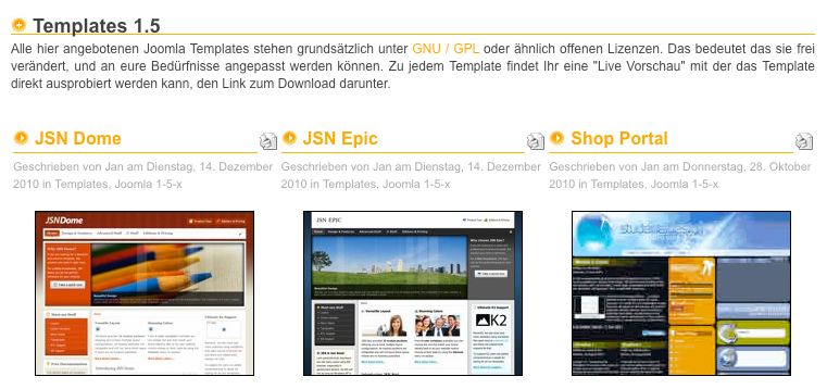 Joomla-Templates: Joomla-Downloads hat zahlreiche Templates für Version 1.5.