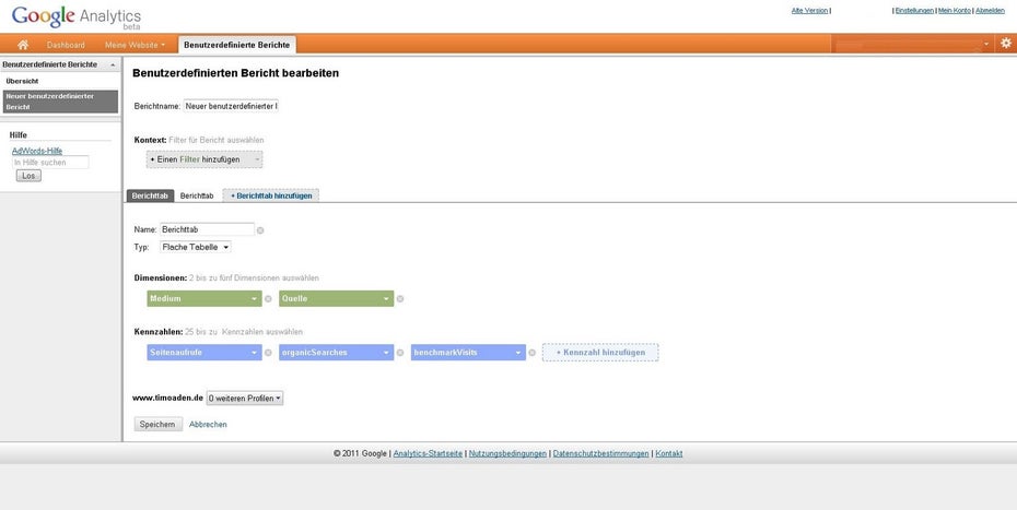 GoogleAnalytics_BenutzerdefinierterReport