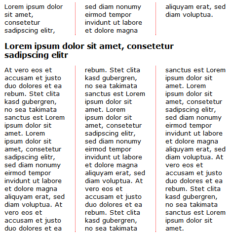 CSS3: Dreispaltiger Text mit gesamtbreiter Überschrift