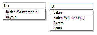 HTML5: Dropdownlist nur mit DATALIST-Vorschlägen (links) und zusätzlich mit im Browser gespeicherten Eingaben (rechts)