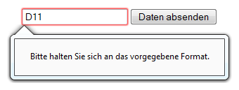 HTML5-Eingabefeld mit Tooltip zu fehlerhafter Eingabe