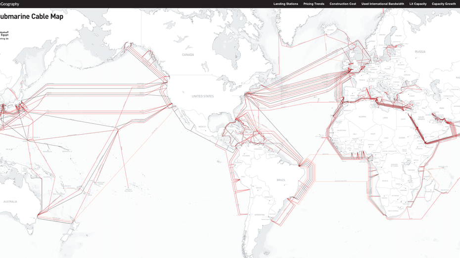 Interaktive Weltkarte aller Internet-Unterseekabel