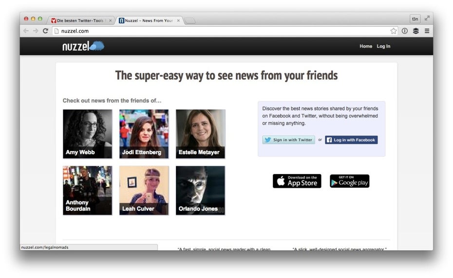 Das Twitter-Tool Nuzzel liefert dir Einblicke in die Interessen deiner Follower. (Screenshot: nuzzel.com)