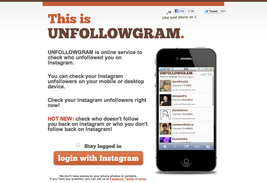 Unfollow geklickt? Unfollowgram