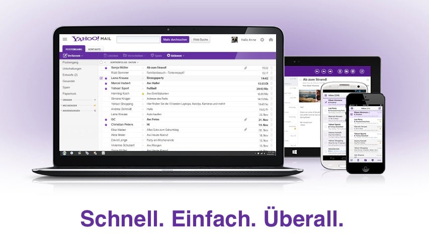 Yahoo Mail wurde plattformübergreifend überarbeitet, doch die neuen Nutzungsbedingungen räumen dem Konzern weitreichende Möglichkeiten ein. (Screenshot: yahoo.com)