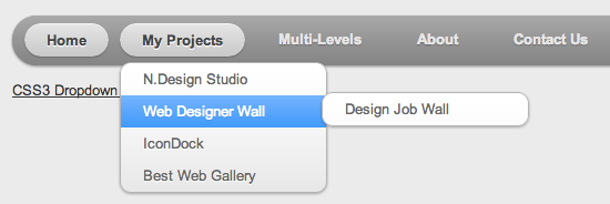 Webdesignerwall CSS3 Dropdown Menu