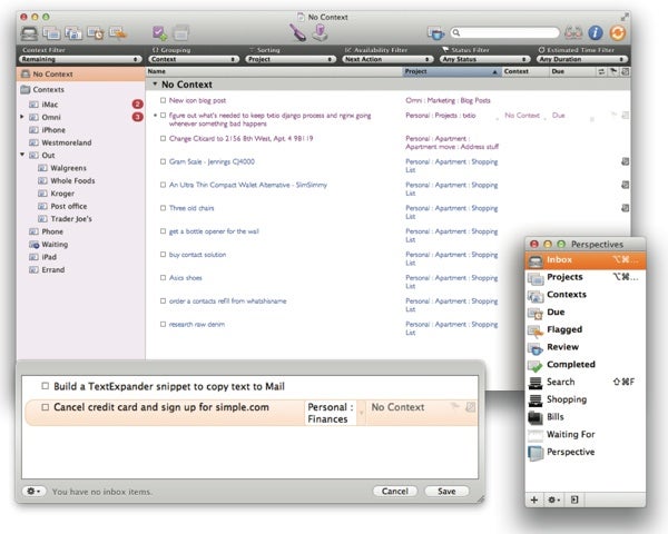 Screenshot von OmniFocus