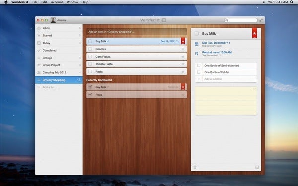 Screenshot von Wunderlist