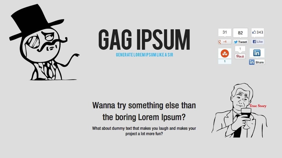 Lorem Ipsum Alternativen GAG Ipsum