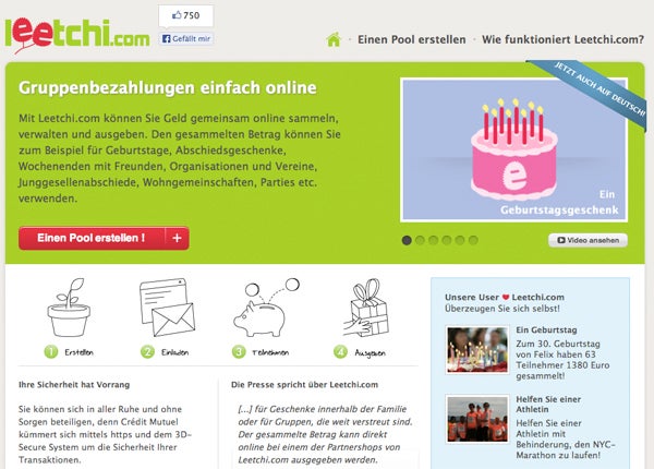 MangoPay wird auch bei der „Mutter“ Leetchi eingesetzt. (Screenshot: Leechi)