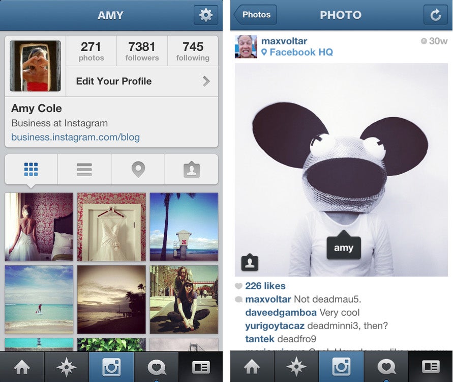 App-Ansicht der neuen Tagging-Funktion von Instagram. (Screenshot: Blog)
