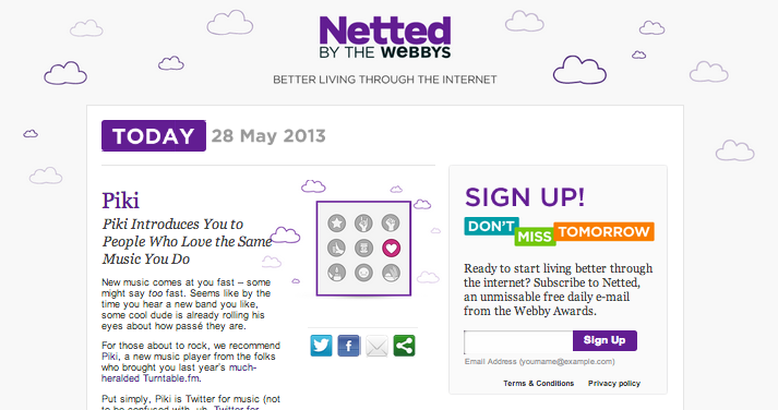 Kultige Newsletter wie der von Netted - hier in der Webversion - bündeln eine Vielzahl von Interessierten hinter sich. (Screenshot: netted.net)