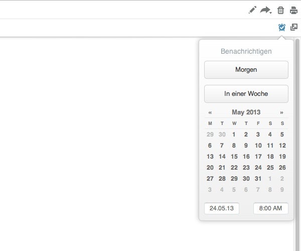 Der Kalender für Evernotes Erinnerungen. (Screenshot: evernote.com)