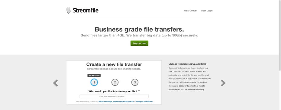 Streamfile. (Screenshot: streamfile.com)