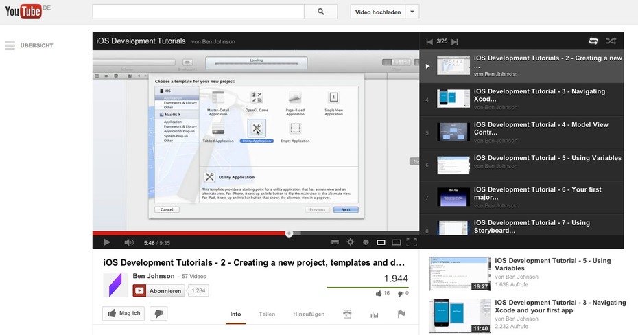 tutorials app-entwicklung ios youtube