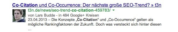 Nicht ganz optimal gelöst: Dieser URL fehlt der HInweis auf das Keyword Co-Occurence. (Screenshot: google.de)