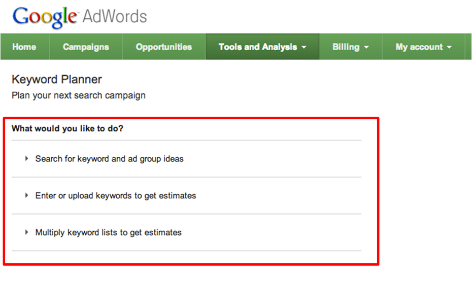 Einblicke in den neuen Keyword-Planner (Screen: Google)