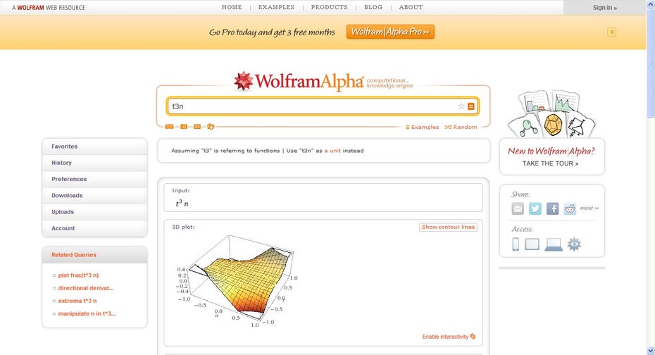 Wolfram Alpha: Die semantische Suchmaschine liefert Suchenden die passenden Fakten. (Screenshot: Wolfram Alpha)