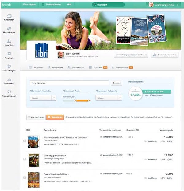 Direkt zum Start der Beta-Phase steht der bekannte Grossist Libri mit seinem Buch-Sortiment zur Verfügung (Screenshot: shopware AG)