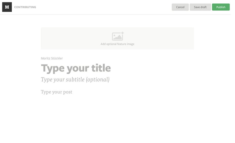 Der Editor von Medium.com ist wie das Frontend absolut minimalistisch gestaltet.