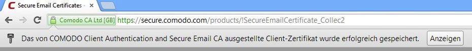 Chrome-Zertifikat-gespeichert