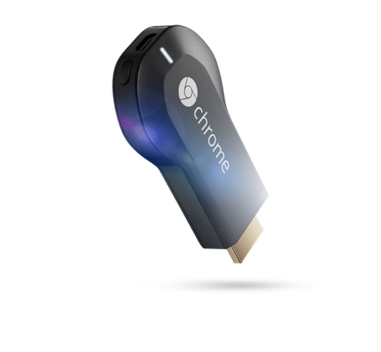 Der Google Chromecast: Ein kleiner HDMI-Stick, der Video- und Audioinhalte von mobilen Geräten streamen kann.